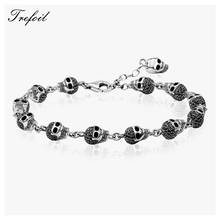 Bracelet Lick Chain Skulls Pave,2019 Fashion Pure 925 Sterling Silver Punk Fashion Jewelry Rebel Gift for Women Men 2024 - buy cheap