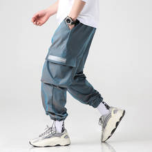 Streetwear calças de carga dos homens reflexivo solto hip hop calças casuais dos homens harajuku jogger sweatpant 2024 - compre barato