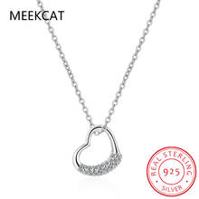 925 Sterling Silver New Woman Fashion Jewelry High Quality Crystal Zircon Heart Pendant Necklace Length 43.5CM 2024 - buy cheap