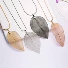 Fashion Long Chain Sweater Coat Necklace Real Leaf Leaves Pendants & Necklaces Women collier femme Gift Winter Jewelry 2024 - buy cheap