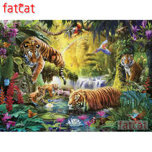 FATCAT Forest tiger wild animals Diamond Painting Full Square Round Drill Diy 5D Diamond Embroidery Mosaic Needlework AE1848 2024 - buy cheap