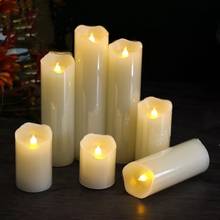 Dia.5CM Battery powered Flickering Led Pillar Candle Paraffin Wax wavy Edge Home Wedding party decor Vary Height Optional-Amber 2024 - buy cheap