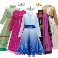 Для девочек 2 Анна платье Эльзы платье принцессы Детские платья для девочек; костюм на карнавал или Косплэй вечерние Детская одежда, 3 на 6, 8, 10, 12 лет 2024 - купить недорого
