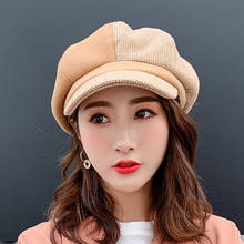 RUHAO Hot women wool beret hat British style elegant color matching octagonal cap female thick warm winter hats visor cap 2024 - buy cheap