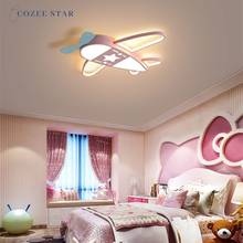 Lustre de led para teto, luminária estilo nórdico de metal, acrílico, azul, rosa, avião, iluminação interna, criança, menino, menina, quarto