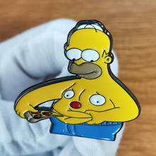 Engraçado homer alimentar seu pino de esmalte de pizza estômago eu nunca vi ninguém comer pizza como essa! 2024 - compre barato