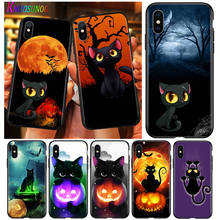Чехол для телефона с изображением милого кота на Хэллоуин для iPhone 12 11 XS Pro Max Mini XR X 8 7 6 6S Plus 5 SE 2020 2024 - купить недорого