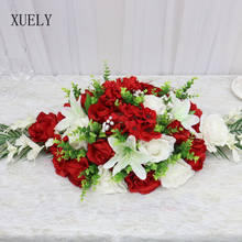 Mesa Artificial de 90cm con bola de flores, podio de Ceremonia de conferencia, decoración floral DIY para boda, mesa de seda, decoración de mesa de conferencia 2024 - compra barato