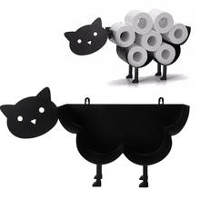 Portarrollos de papel higiénico de gato negro, almacenamiento de hierro para baño, artesanías de pie, adornos, soporte para rollo de papel y toalla 2024 - compra barato