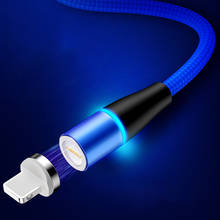 Магнитный кабель 3A Quick charge 3,0 LED Micro USB Charger Type C для быстрой зарядки iPhone 7 XS/Samsung S8 Магнитный кабель для передачи данных для телефона 2024 - купить недорого