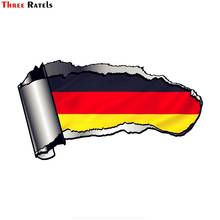 Three Ratels-pegatina de vinilo para coche, diseño de Metal rasgado, rasgado, abierto, rasgado, con bandera nacional de Alemania, pegatina externa, #20x10,8 cm, FTC-858 2024 - compra barato