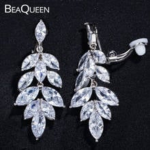 BeaQueen Elegant Non Pierced Clips Earrings High Quality Marquise Cubic Zirconia Stone No Hole Clip On Wedding Jewelry E204 2024 - buy cheap