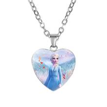 Disney-collar de Frozen 2 para niños, colgante con forma de corazón de princesa Elsa y Anna, accesorios, regalos 2024 - compra barato