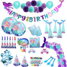 Birthday Party Set Mermaids Party Tableware Paper Cups Plate Latex Balloons Baby Shower Party Decor Kids favors Party Supply 2024 - compre barato