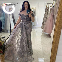 Dubai sereia sem mangas de luxo noite vestido 2021 v-neck cristal artesanal completo laço longo formal casamento vestidos festa 2024 - compre barato