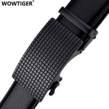 WOWTIGER-Cinturón de cuero de vaca para hombre, alta calidad, negro, 3,5 cm de ancho, hebilla automática, correa de vaca 2024 - compra barato