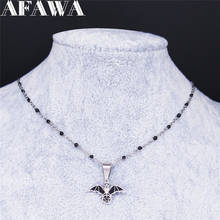 AFAWA-collar de acero inoxidable esmaltado brujería, Color negro, pentagrama, murciélago, gargantilla, joyería, N3732S02 2024 - compra barato