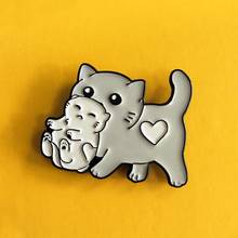 Gray Cat Kitten Enamel Pin Badges for Backpack Clothing Animals Lovers Cartoon Brooch Best Friends Gift Cute Decorative Jewelry 2024 - buy cheap