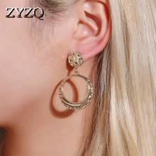 ZYZQ Classic Metal Earrings Euro Style Geometric Hollow Out Design Round Import&Export Ear Jewelry Accessories Wholesale Lots 2024 - buy cheap