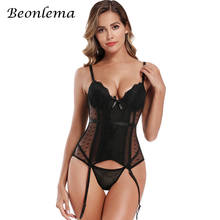 Beonlema mulher plus size sexy lingerie corset vermelho bustiers erótico renda roupa interior malha corpete topos azul preto corpete S-6XL 2024 - compre barato