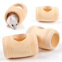 Casa de hámster en forma de barril, juguete de madera para hámster, Animal pequeño, ratón, conejo, cama, jaula, suministros para mascotas, juguete para mascotas, nuevo 2024 - compra barato