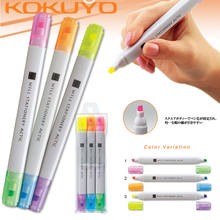 3Pcs Japan KOKUYO Kokuyo|F-WPM104 Double-headed Highlighter|WILL Series Award TWIN Double-color Highlighter Light Color Handbook 2024 - buy cheap