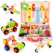Деревянный ящик для инструментов, набор детских игрушек Монтессори материалы винт кухонные инструменты тонкой активности практической жизни обучения мальчик Развивающие игрушки для малышей 2024 - купить недорого