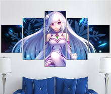 Casa decoração modular imagem da lona 5 peça emilia re vida em um mundo diferente a partir do zero anime pintura cartaz da lona 2024 - compre barato