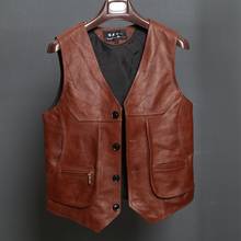 BONJEAN New Arrival Leather Motorcycle Vest Mens Slim Fit Real Brown Cow Genuine Leather Waistcoat Bikers Vest Size L-8XL 2024 - buy cheap