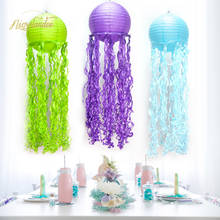 NICROLANDEE Green Purple Blue Jellyfish Paper Tassel Lanterns Under The Sea Party Supplies Baby Shower Boy Birthday Decoration 2024 - buy cheap