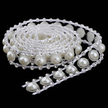 1 jarda 18mm de largura branco pérola strass diamante enfeite de corrente diy costura artesanato enfeites 2024 - compre barato