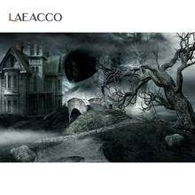 Fondo de Halloween, antiguo árbol oscuro, casa, castillo, murciélago, noche oscura, decoración para fiesta, póster, telón fotográfico, sesión fotográfica, estudio fotográfico 2024 - compra barato