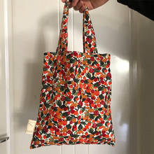 Bolso de compras informal con flores para mujer, bolsa de lona reutilizable, ecológica, duradera, a la moda, pequeña 2024 - compra barato