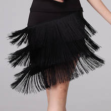 Women Fringe Latin Dance Skirt Red Black Professional Sumba Latin Three Layer Tassel Skirt Ballroom Cha Cha Tango Dance Dress 39 2024 - buy cheap