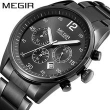 Megir 2010 masculino resistente à água aço inoxidável cronógrafo luminoso esportes relógio de pulso à prova dwaterproof água relógio de quartzo calendarmilitary 2024 - compre barato