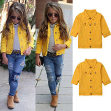 Focusnorm New Fashion Baby Girl Toddler Kids Autumn Jeans Outerwear Coat Yellow Denim Jacket Tops Outfits Clothes 2024 - buy cheap