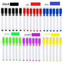 Conjunto de canetas marcadoras para quadro branco, 6 peças, esponja a seco, caneta ponta fina com borracha, marcadores magnéticos, escrita, preto, azul, vermelho, roxo 2024 - compre barato