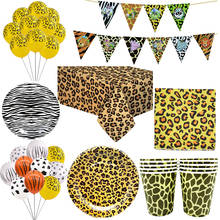 Decoraciones de fiesta con temática de Safari, globos de aluminio con estampado de cebra, Tigre y leopardo, vajilla desechable, juego de jungla de cumpleaños para niños 2024 - compra barato