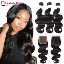 Gabrielle Body Wave Bundles with Closure Natural Human Hair 3 Bundles and Closure Pre Plucked Brazilian Remy Hair Extensions 2024 - buy cheap