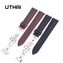 UTHAI B01-correas de reloj de cuero genuino, accesorio Universal de 12-24mm, hebilla de mariposa, correa de acero, pulsera + herramienta 2024 - compra barato