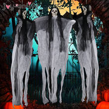 100 centímetros Crânio Grim Reaper Horror Adereços Casa Assombrada Halloween Pendurado Fantasma Pendurado Porta Bar Clube Halloween Decorações Para Casa 2024 - compre barato
