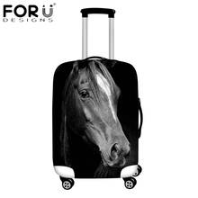 FORUDESIGNS/крутой черный чехол для багажа с животным рисунком лошади 3D Чемодан Защитные чехлы для 18-32 дюймов Дорожный чемодан пылезащитный 2024 - купить недорого