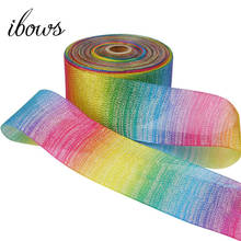 IBOWS 2Yards 3" 75mm Rainbow Organza Ribbon Printed Ribbon for DIY Hair Bows Accessories Flower Craft Gift Package Decorations 2024 - buy cheap