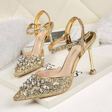 Wedding Shoes Bride Glitter Heels Slingback Crystal Shoes Rhinestone Heels Elegant Shoes For Woman Ladies High Heels Sexy Buty 2024 - buy cheap