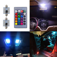 2 lâmpadas rgb 6smd para teto de carro, luz de boas vindas com controle remoto, lâmpada colorida para porta-malas, luz automotiva 5w 2024 - compre barato