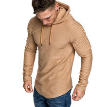 GustOmerD New Hoodies Man's Solid Color Slim Fit High Street Hooded Sweatshirt Stripe Fold Sportswear Mens 2024 - buy cheap