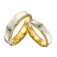 1 пара, 2 шт, 18k позолоченные Свадебные Кольца для пар, набор для мужчин и женщин, ювелирные изделия из нержавеющей стали для влюбленных, обручальное кольцо на палец 2024 - купить недорого