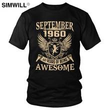 Camiseta de algodão masculina de lazer, camisa de manga curta 60 anos de 60 anos de experiência, presente de aniversário, roupa, merch 2024 - compre barato