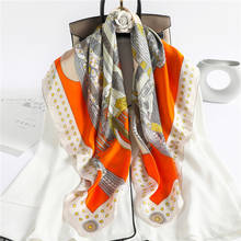 Summer Luxury Scarf Silk Square Print Women Neck Foulard Headband Hijab Shawl Lady Wrap Neckerchief Soft Female Scarves 2022 2024 - buy cheap