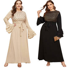 2020 Ramadan Muslim Women Sequins Long Sleeve Maxi Dress Abaya Robe Kaftan Fashion Islamic Caftan Party Arab Gown Dubai Clothing 2024 - buy cheap